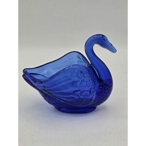 Vintage Cobalt Blue Fenton Swan Salt Trinket Dish
